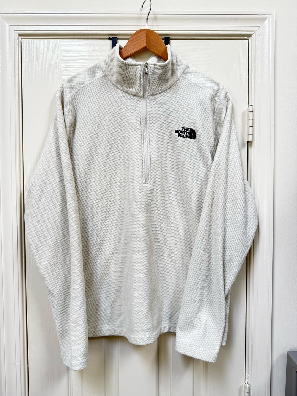 The North Face Men's Glacier Half-Zip Fleece Pullover in White Dune Size Large